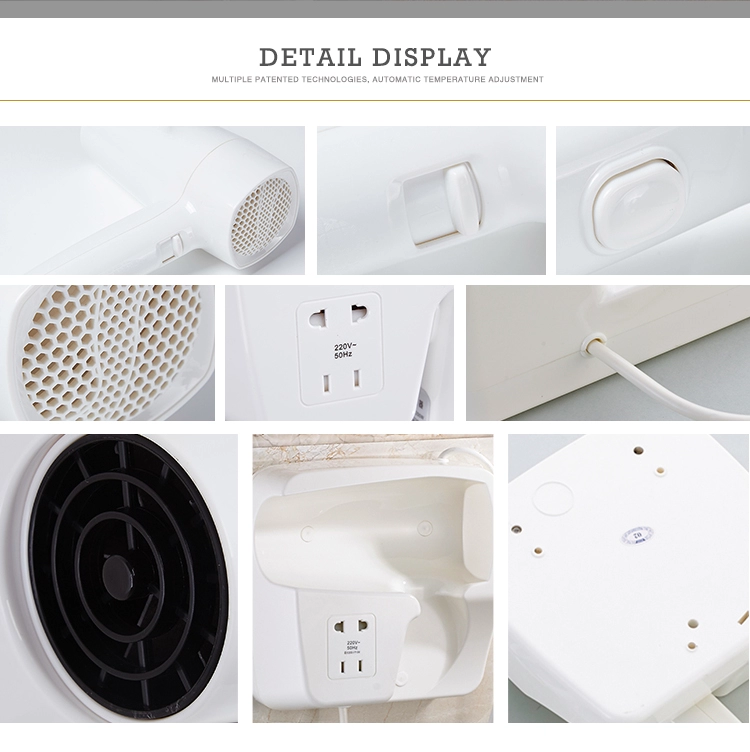 Hotel Bathroom Wall Mounted Hotel Electrical Hair Dryer with Shaver socket 1600W