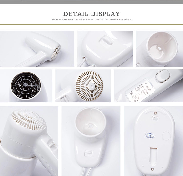 Wholesale 1300W White Hotel Hair Dryer Wall Mounting Home Salon Bathroom Euro Plug