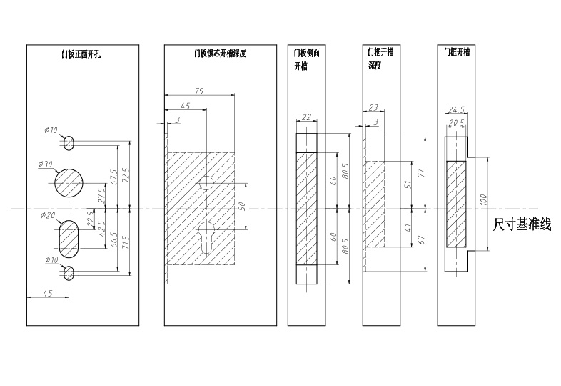 卫浴锁B-301/B-302/B-303/B-305配M12)开孔图