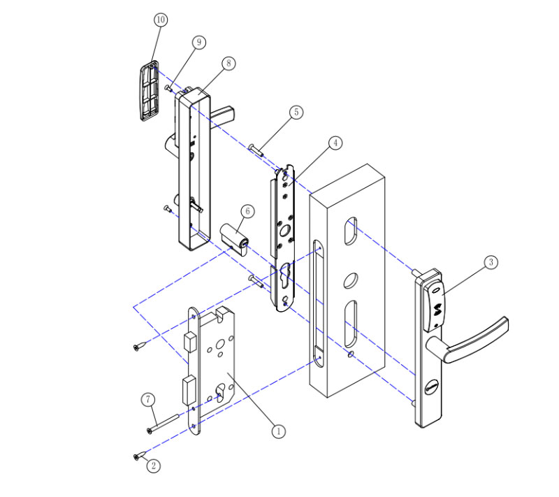 3064 HOTEL LOCK Installation diagram